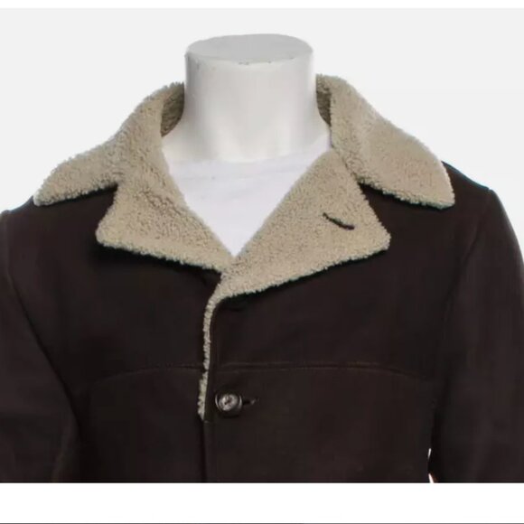 RARE Seraphin (Hermes Maker) Shearling Sheepskin Motorcycle Jacket Coat Mouton M - Picture 2 of 16